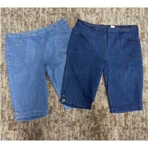 Lot of 2 JMS Women’s Jean Capri Pants Size 3X Pull On 2 Pockets Elastic Waist